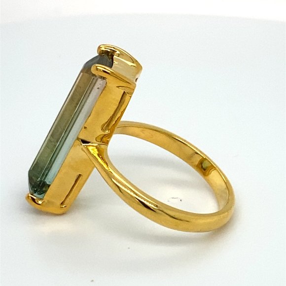 Bi Color Tourmaline 9.20ct Solid 14K Yellow Gold Ring - Picture 6 of 7